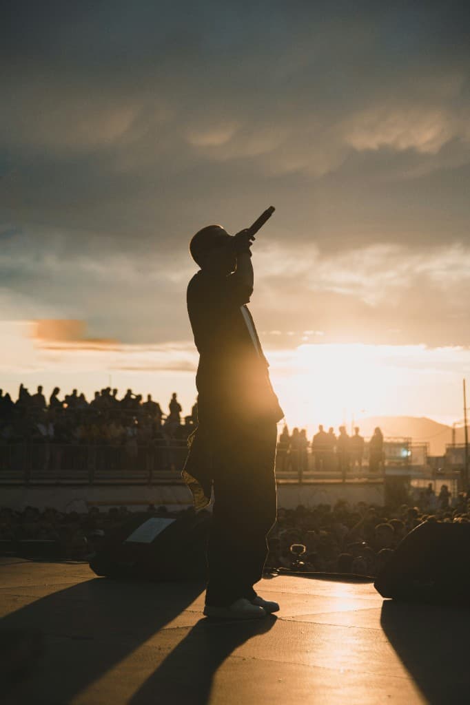 Performer on stage at a live event