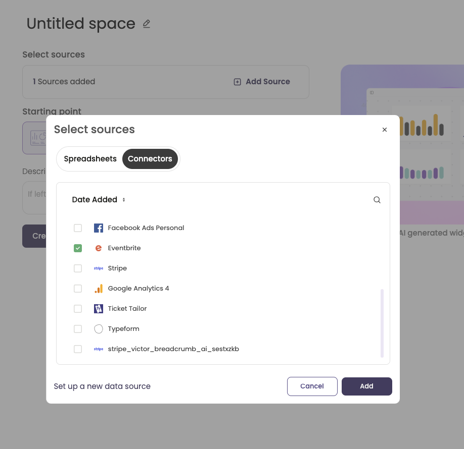 Creating a new space in Breadcrumb to analyze event data