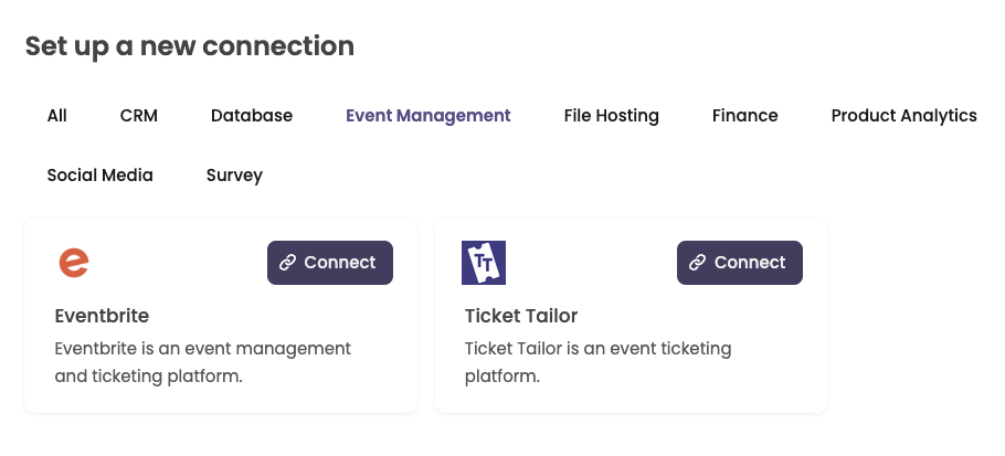Connecting Eventbrite and Ticket Tailor to Breadcrumb
